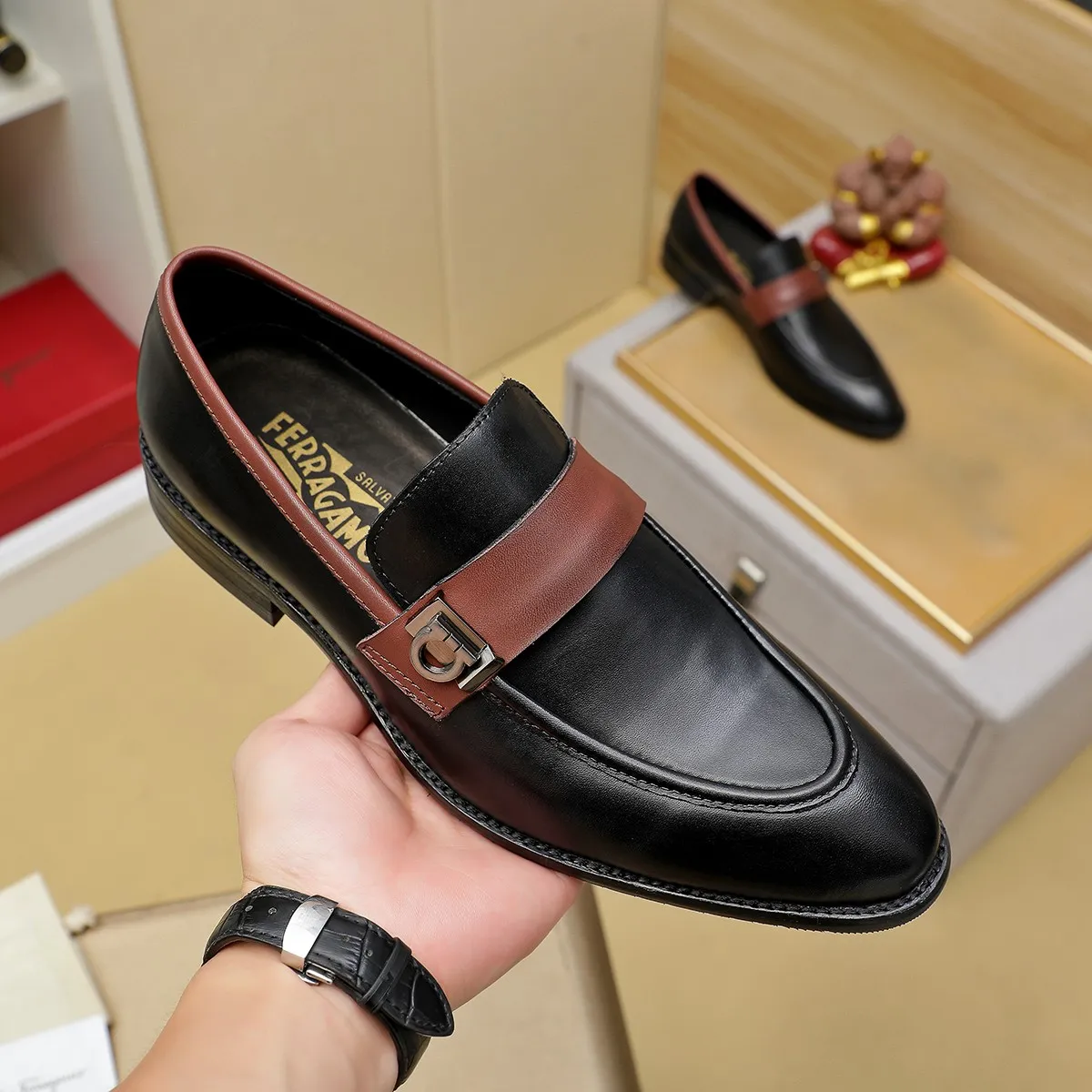 Men's shoes 💰460 Ferragamo [Ferragamo] top imported suit men's shoes 💯Original copy of the official website, product materials: selected imported embossed calfskin + luxury hardware buckle accessories ~ imported water-dyed cow 🐂 leather lining. Strong three-dimensional visual effect, original combination outsole, multiple colors available😘 Size: 39-44 (38.45.46. Customized)